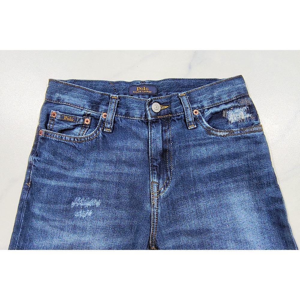 Polo Ralph Lauren Jeans The Sullivan Slim Boys Size 14 Blue Distressed Denim - Picture 4 of 14